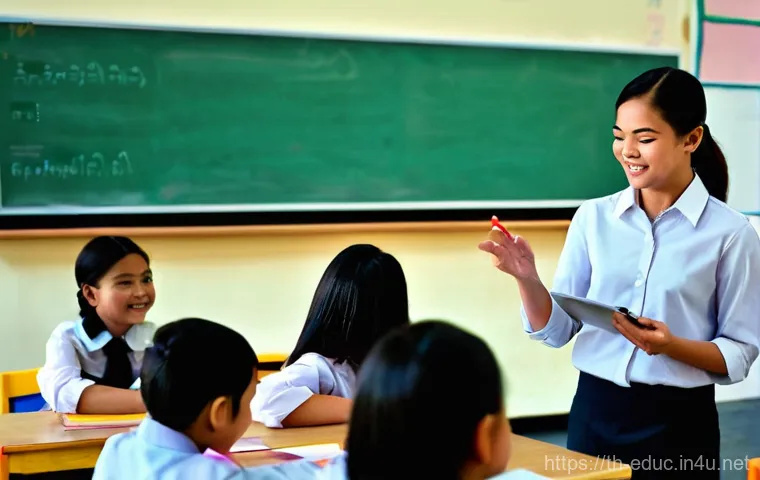 교육용 데이터 분석 - **Prompt:** A vibrant, brightly lit classroom in Thailand. A diverse group of young Thai elementary ...